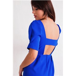 9938 Платье с декольте по спинке синее