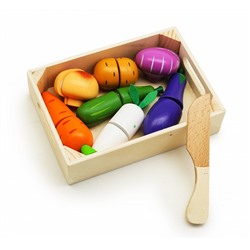 Детский игровой набор деревянных игрушек на липучках "Овощи"